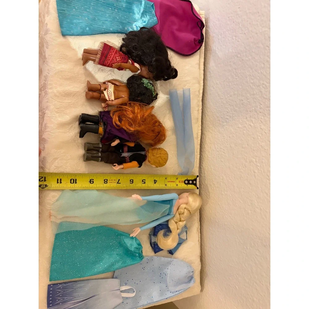 Disney Princess Doll Lot Frozen Elsa Anna Kristoff Moana Figures and Clothes